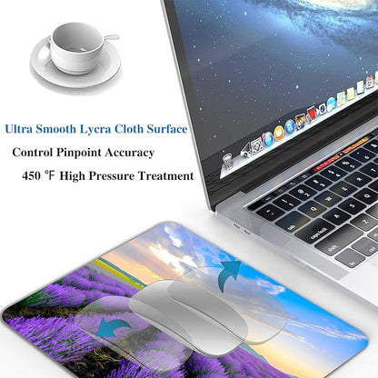 Purple Lavender Landscape Mouse Pads for Desk, Portable Wireless Computer Mouse pad Small Design with Women, Non-Slip Rubber Base Laptop Mousepad 9.5" x 7.9" Smooth Surface for Office & Travel