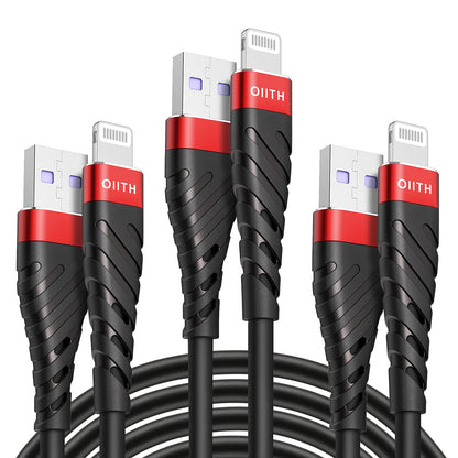 OIITH Apple MFi Certified iPhone Charger Cable 3 Pack 10 Ft, Extra Long Lightning Charging Cord, Fast 2.4A iPhone USB Cord Compatible with iPhone12/11/XS/Max/XR/X/8/8P/7P/6/iPad