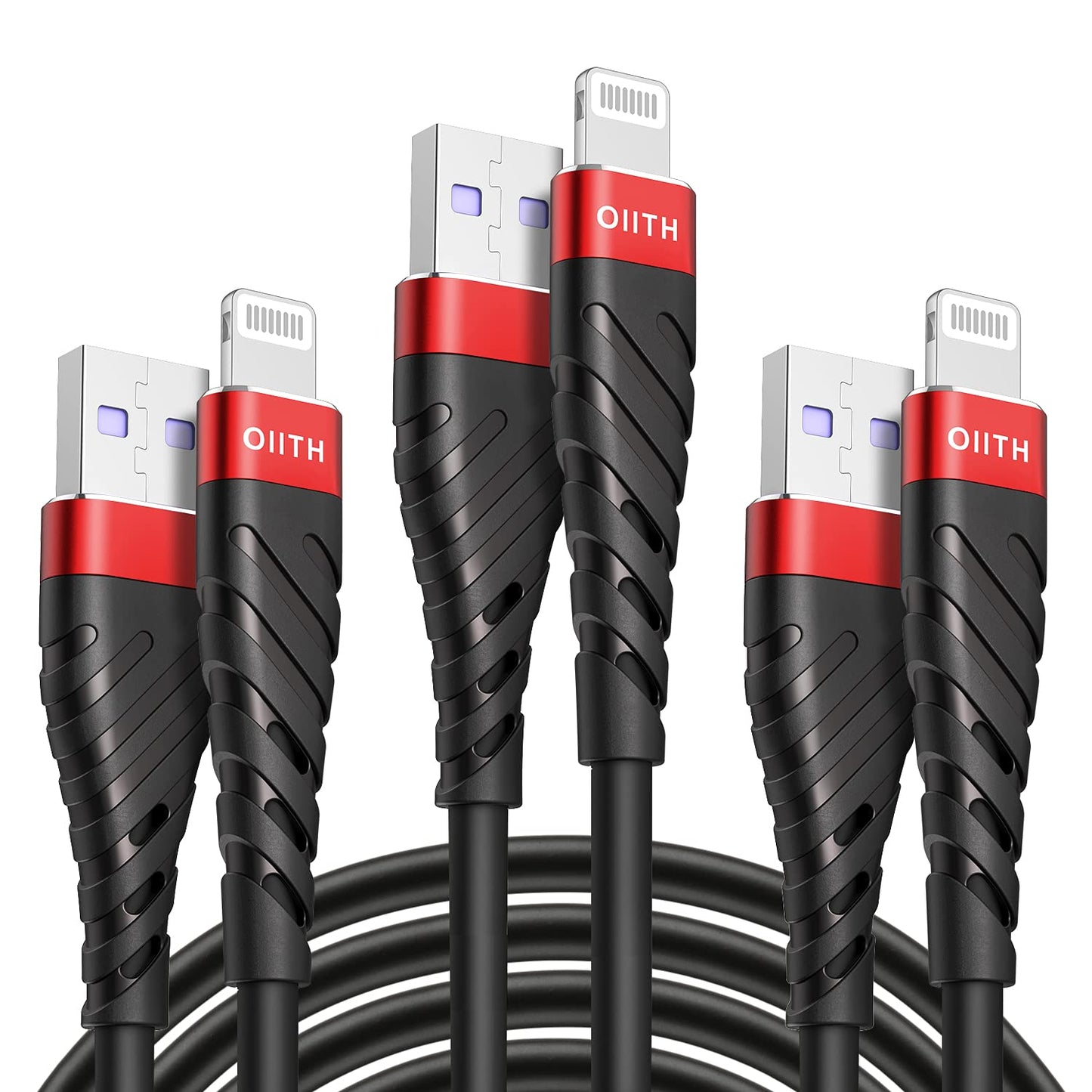 OIITH Apple MFi Certified iPhone Charger Cable 3 Pack 6 Ft, Long Lightning Charging Cord, Fast 2.4A iPhone USB Cord Compatible with iPhone12/11/XS/Max/XR/X/8/8P/7P/6