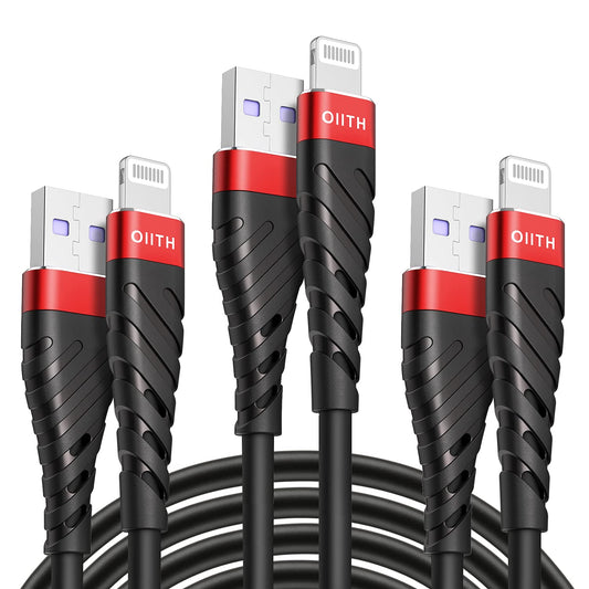 OIITH Apple MFi Certified iPhone Charger Cable 3 Pack 6 Ft, Long Lightning Charging Cord, Fast 2.4A iPhone USB Cord Compatible with iPhone12/11/XS/Max/XR/X/8/8P/7P/6