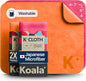 Koala Lens Cleaning Cloth | Japanese Microfiber | Glasses Cleaning Cloths | Eyeglass Lens Cleaner | Eyeglasses, Camera, VR/AR Headset, and Screen Cleaner | Pink & Orange (Pack of 2)
