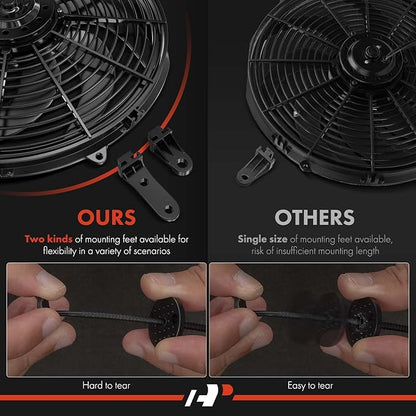 A-Premium 6.5'' 6.5 inch Slim Fan Pull Universal Electric Radiator Cooling Fan Assembly, 12V 80W with Mount Kit