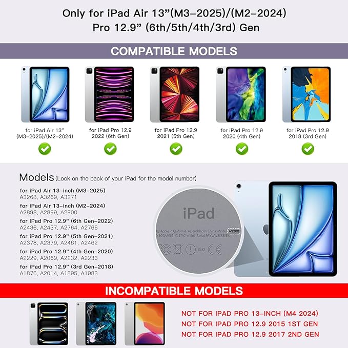 RAYMCRAFT for iPad Air 13-inch Case with Keyboard (M4/M3/M2, 2026/2025/2024) & iPad Pro 12.9 (6th/5th/4th/3rd) Magic Keyboard, 11-Color Backlight, Multi-Touch Trackpad with Safe Pencil Buckle, Purple