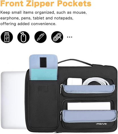 MOSISO 360 Protective Laptop Case 17.3 inch, 17-17.3 inch Laptop Sleeve Compatible with Dell HP Lenovo Asus Acer Alienware Notebook Computer, Side Open Bag with 2 Raised&1 Flapover Pockets, Black