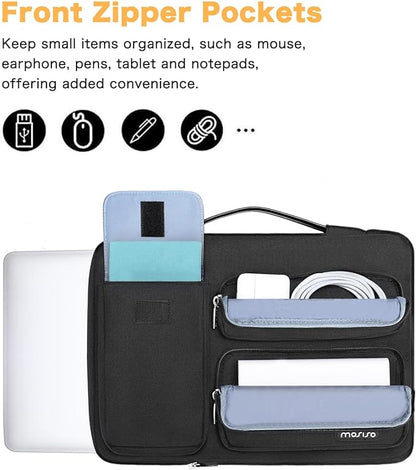 MOSISO 360 Protective Laptop Case 16 inch, 15-15.6 inch Laptop Sleeve Compatible with MacBook Pro 16, HP Acer Dell Lenovo ASUS Notebook, Side Open Bag with 2 Raised&1 Flapover Pockets, Black