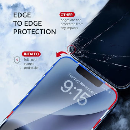 Screen Protector for iPhone 16e/14/13Pro/13-2 Pack (USA Flag Design and Black) - 9H Hardness, Oleophobic Coating, Easy Installation - Tempered Glass Screen Protector for iPhone 14