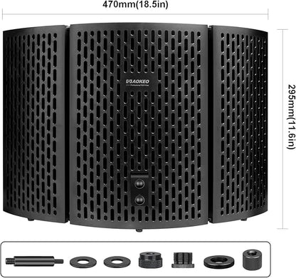 Aokeo Professional Studio Recording Microphone Isolation Shield,Suitable for Blue Yeti and Any Condenser Microphone Recording Equipment（AO-403）