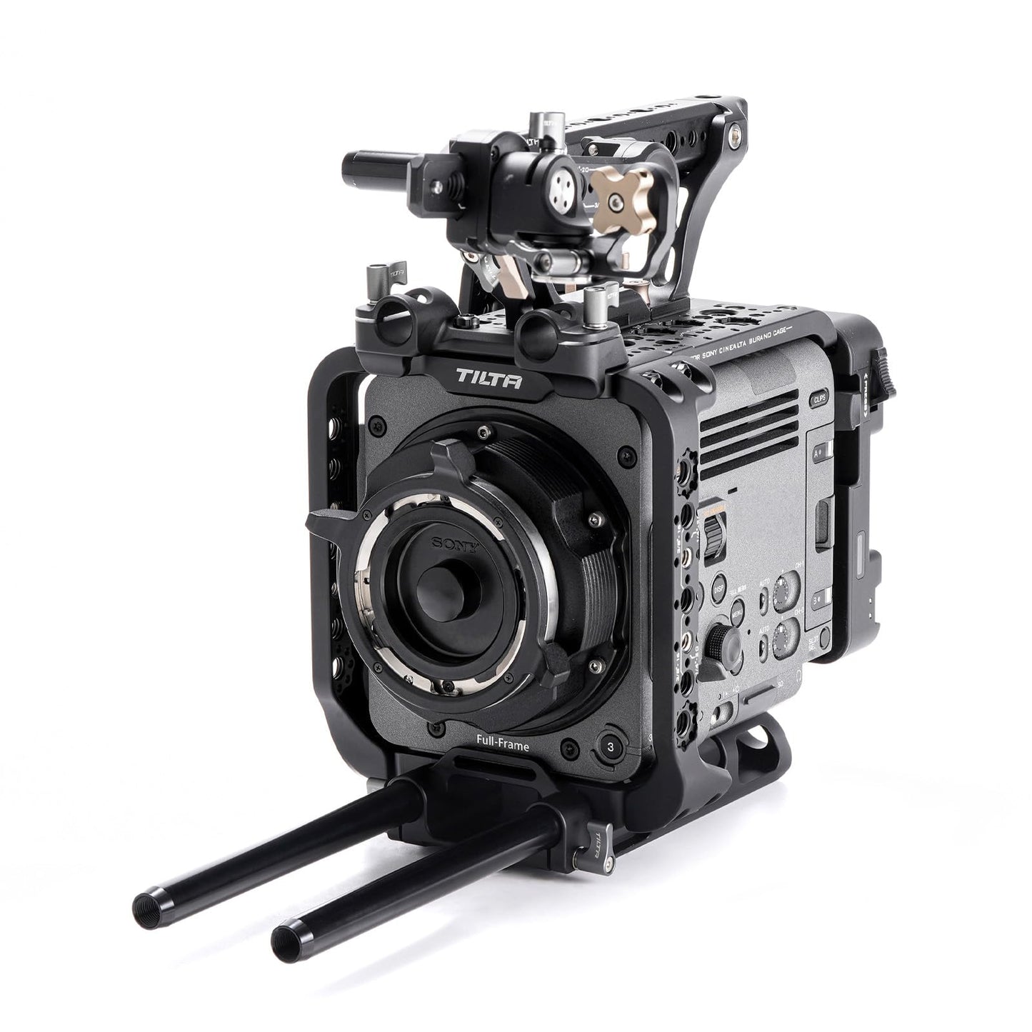 Tilta Camera Cage Compatible with Sony BURANO | Arri Rosettes, 1/4"-20 and 3/8"-16 Threads | w/Top Handle, Left/Right Side Arm, Battery Plate (Advanced Kit - V Mount)