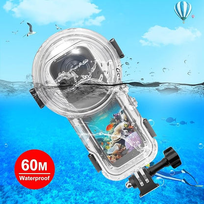 PULUZ Invisible Dive Case for Insta360 X5, [196ft/60m] Waterproof Case Diving Housing Cover Protective Underwater Shell for Insta 360 X5 Action Camera Accessories