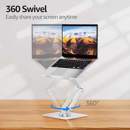 Urmust Height Adjustable Laptop Stand for Desk with 360°Rotating Base, Foldable & Portable Laptop Riser, Computer Accessories for Collaborative Work, Compatible with MacBook Pro, All Laptops 10-17"