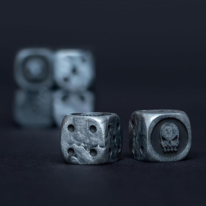 D6 Dice Set – 10× Six-Sided Resin Dice with Themed Designs – 16mm Tabletop for Wargames, RPGs, MTG, and Board Games (A-Solo Dice, WarSkull Dice Set)