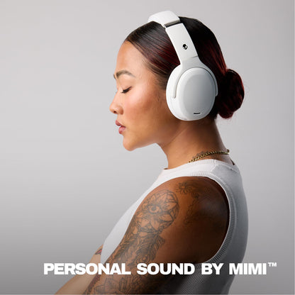Skullcandy Crusher ANC 2 Wireless Over-Ear Bluetooth Headphones with Extra USB-C Charging Cable, Multi-Sensory Bass, Active Noise Cancelling, 60 Hours Battery, Microphone iPhone Android - Bone