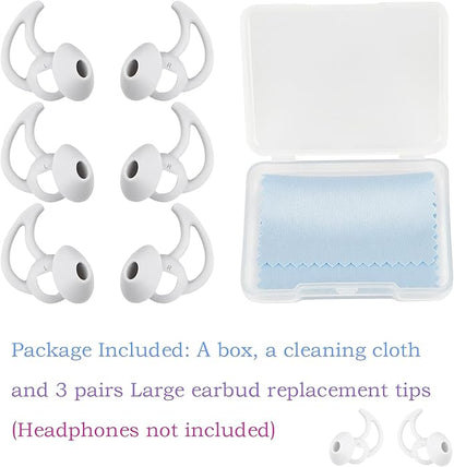 Silicone Ear Tips Replacement Earbud Tips Compatible with Bose Quietcomfort and Sport Headphone Ear Bud Tips Earbud Covers Large 3 Pairs