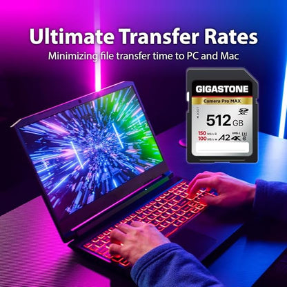 [5-Yrs Free Data Recovery] GIGASTONE 512GB SD Card, 4K Camera Pro MAX, A2 4K SDXC Memory Card High Speed 4K UHD Video Compatible with Canon Kodak Digital Camera, with 1 Mini case