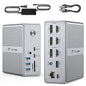 TobenONE DisplayLink Docking Station Triple Monitor with 120W Power Adapter, Triple 4K Display for MacBook Pro/Air, Thunderbolt 4/3, USB-C Windows(3X HDMI, 3X DP, 2xUSB-C, 4xUSB 3.2, SD/TF)
