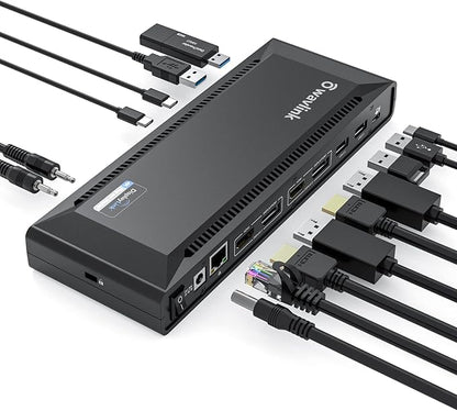 WAVLINK DisplayLink Laptop Docking Station Dual 4K@60Hz(2 HDMI+2DP), 100W PD Charging Compatible with Thunderbolt 4/3, USB-C/A - M1 M2 M3 M4 Mac, Windows, Chrome, 6 USB Ports, LAN - Driver Required