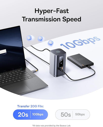 Baseus Laptop Docking Station, 11 in 1 Triple 4K Display HDMI/DP, 10Gbps USB A/C Fast Data, PD 100W, Ethernet, Audio, USB C Docking Station for Windows/Dell/HP/Lenovo/Asus/Acer/Mac (Include Charger)