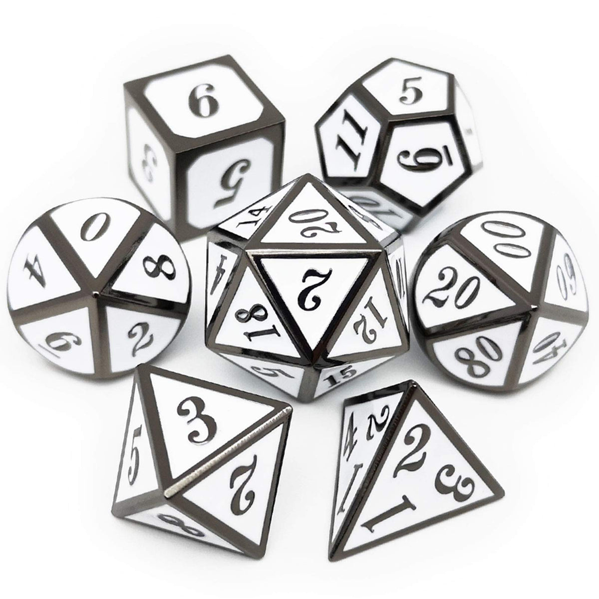Haxtec Metal DND Dice Set, 7 Pcs Dragon Pattern Polyhedral Dice for RPG