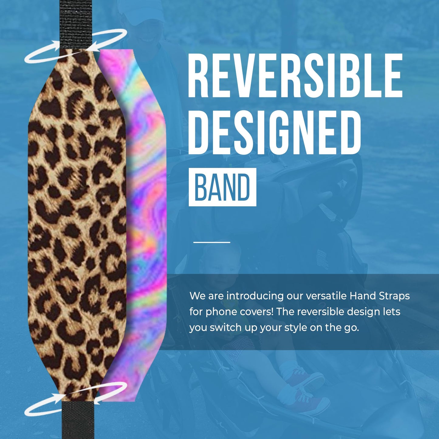 Switchbands Animal Phone Grip Strap 2 Pack – Reversible Elastic Strap, Adhesive-Free, Ergonomic Hand Support, Drop Protection, Wireless Charging Compatible, Universal – Leopard & Pink Tie dye