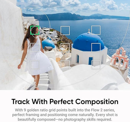 Insta360 Flow 2 Grey - Foldable AI Phone Gimbal, AI Tracking, Multi-Person Tracking, Built-in Tripod/Selfie Stick, Remote Control, iPhone/Android Portable Stabilizer