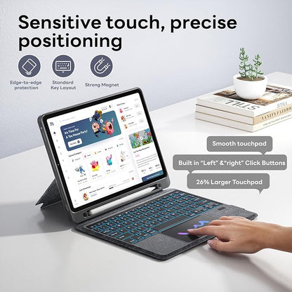 Combo Keyboard Case with Trackpad for ipad Air 11-inch (M2) 2024 & iPad Pro 11 inch (1st/2nd/3rd/4th Generation), Detachable Backlit Keyboard with Kickstand, Multi-Mode, For 10.9”iPad Air 4th/5th Gen