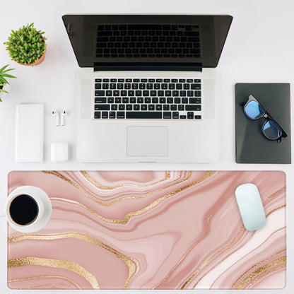 NIYLYNSYN Mouse Pad Large Liquid Marble Non-Slip Gaming Desk Mat with Stitched Edge Laptop Keyboard Desk Pad for Work Home Gaming (35.4 x 15.7 Inches)