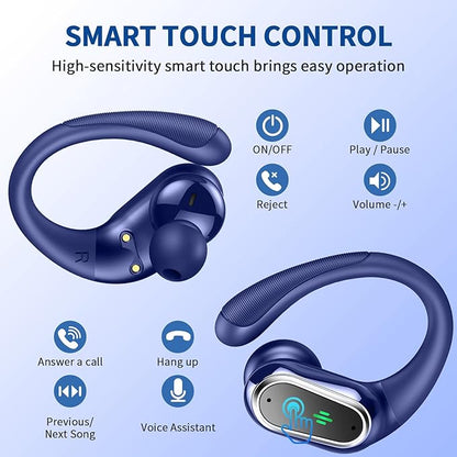 Wireless Earbuds, 2025 Bluetooth 5.4 Headphones Sport, Bluetooth Earbuds with ENC Noise Canceling Mic, 50H Stereo Wireless Headphones IP7 Waterproof with Earhooks, Dual LED Display for Workout/Running