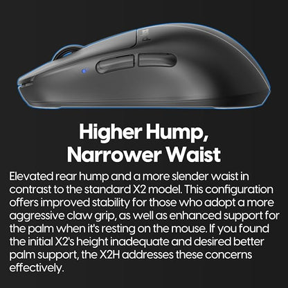 Pulsar Gaming Gears X2H Wireless Gaming Mouse, Ultra Lightweight 1.90 oz (54 g), Symmetrical, Optical Switch, 2.4 Ghz 1 ms, 26000 DPI, PAW3395 Sensor (Medium, Wireless, Black)