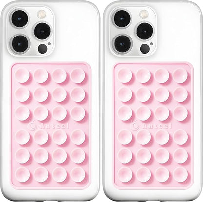 Anteel MAX Silicone Suction Phone Case Adhesive Mount, Upgraded Super Strong Grip, Durable, Easy to Use, Hands-Free Sticky Phone Holder for Selfies, Tiktok Videos, 2.56"x3.94" (LPK&LPK)