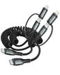 USB A to USB C Cable 3FT/6FT, Coiled USB C Cable for Car, 66W USBC Cable