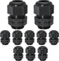 10 Pcs 3/4" NPT Nylon Cable Glands, IP68 Waterproof Adjustable Cord Grip Cable Connector Strain Relief Wire Protectors for 13-18mm Cable Diameter, Black