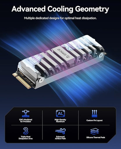 ORICO OS5 2TB M.2 SSD for PS5 Storage Expansion, M.2 PCIe 4.0 NVMe Gaming SSD with TLC NAND, 7450MB/s Read, Pre-Installed Heatsink Designed for PS5 Airflow, Ready for Direct Installation