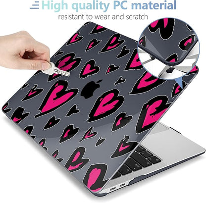 MEEgoodo for MacBook Air 13 inch Case 2021 2020 2019 2018 Released A2337 M1 A2179 A1932 with Touch ID, Plastic Hard Shell & Keyboard Cover Compatible with MacBook Air Case 13.3, Handwritten Heart