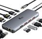 LIONWEI Laptop Docking Station Dual Monitor, 11-in-1 to 4K HDMI,VGA,Gigabit Ethernet,3 USB 3.1 10G,2 USB 2.0,87W PD,Audio for Dell/Surface/HP/Lenovo Laptops