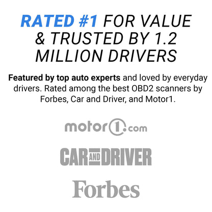 BlueDriver OBD2 Scanner Bluetooth, No Subscription, ABS SRS TPMS