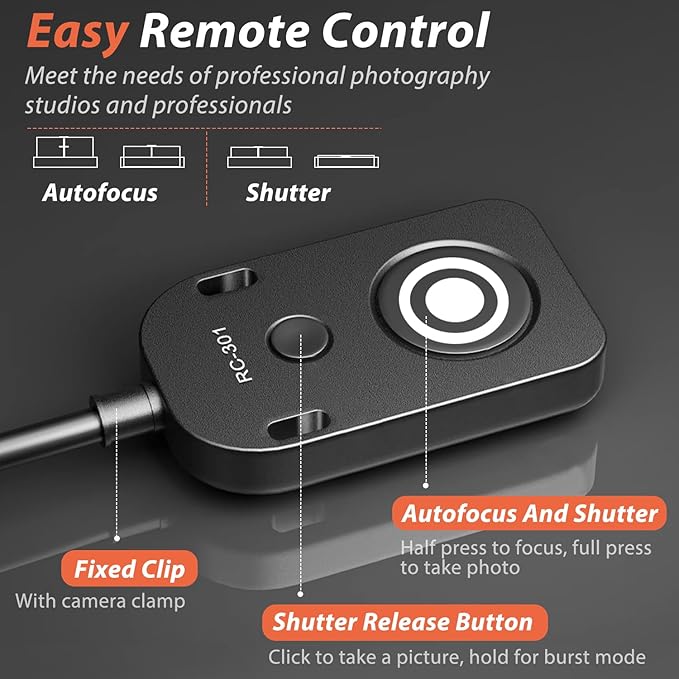 for Nikon Cable Release (MC-DC2) D750 D7200 Z6 Z7 Z7II Remote Camera Small Shutter Release Remote Control Wired Remote Photo Accessory D7500 D3300 D600 D90 D3200D7000 (RC301-DC2 NK 196.8in/5m)