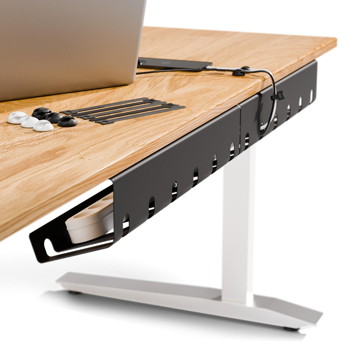 PAMO Cable Management Under Desk, Set of 3 - Black