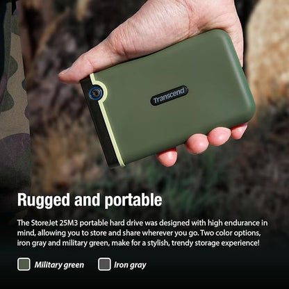 Transcend 2TB USB 3.1 Gen 1 StoreJet 25M3S SJ25M3S Rugged External Hard Drive TS2TSJ25M3S