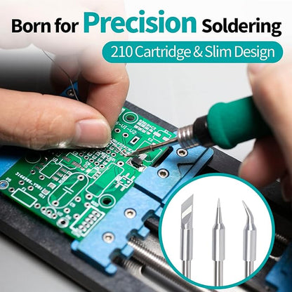 YIHUA 982 Precision Soldering Iron Station Kit with Digital LCD Display, 210 Soldering Tip Cartridge Compatible, Solder Wire Dispenser and, 4 Memory Channels, Auto Shutdown, Rapid Heating