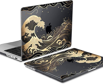 DONGKE for M4 MacBook Pro 16 Inch Case 2024 2023 2021 A3403 A3186 M3 A2991 M2 A2780 M1 A2485 Pro/Max Chip, Plastic Hard Shell Case & Keyboard Cover for Mac Pro 16 with Touch ID, Golden Wave