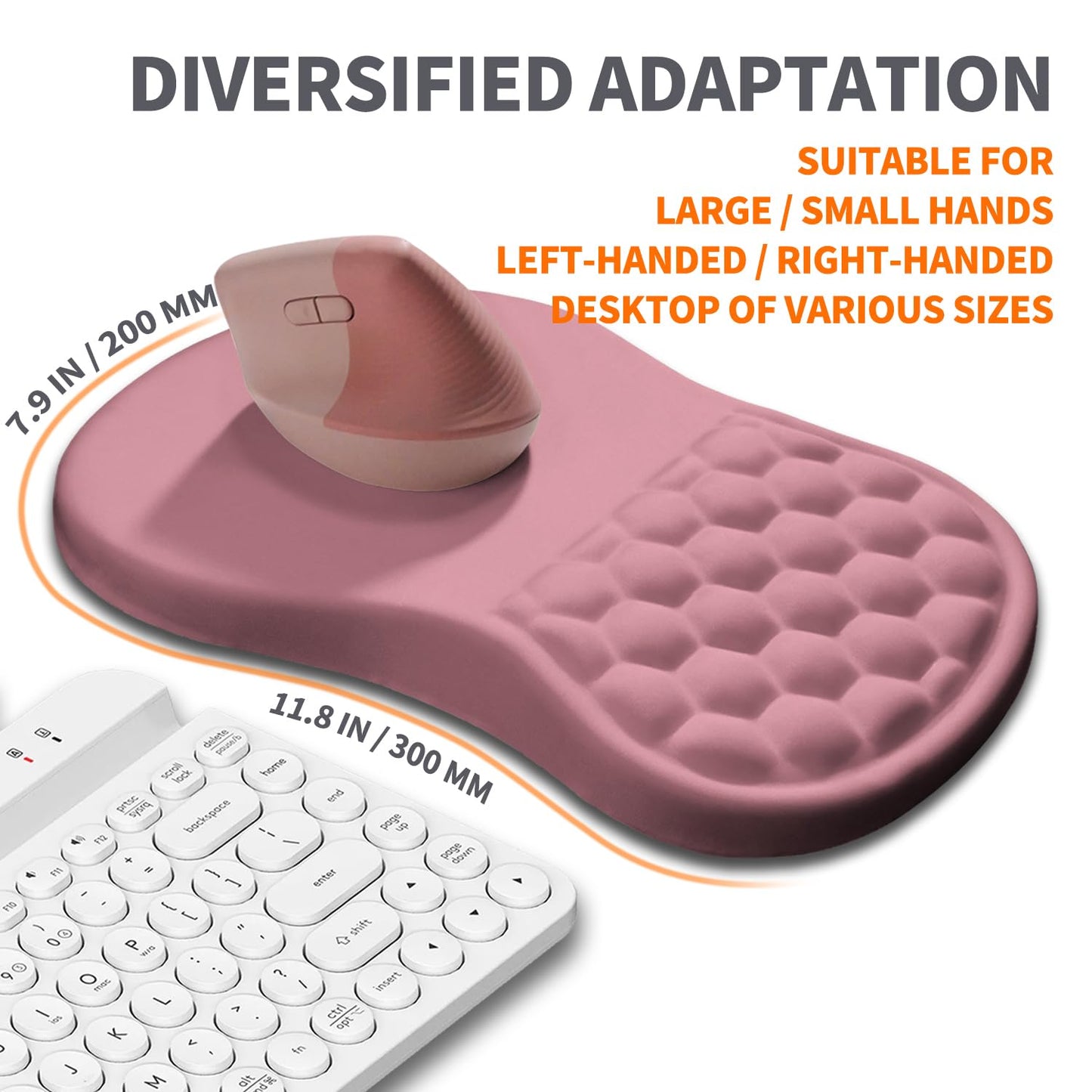 Armanza Ergonomic Joint Wrist Support Mouse Pad with Memory Foam Cushion Massage Bump, Carpal Tunnel Pain Relief Mousepad Slope Design for Wrist Rest, 11.8x7.9 in, RosyBrown
