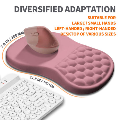 Armanza Ergonomic Joint Wrist Support Mouse Pad with Memory Foam Cushion Massage Bump, Carpal Tunnel Pain Relief Mousepad Slope Design for Wrist Rest, 11.8x7.9 in, RosyBrown