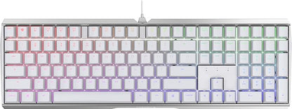 Cherry MX 3.0 S Wired Mechanical Gaming Keyboard. Aluminum Housing Built for Gamers w/MX Red Switches. RGB Backlit Color Display Over 16m Colors. from The Makers of MX. Full Size. Pure White.