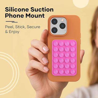 Silicone Phone Sticky Grip, Suction Phone Case Mount for iPhone and Android, Hands-Free Sticky Cell Phone Grip, Mobile Fidget Mirror Holder for Selfies and Videos