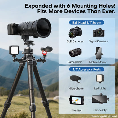 SIRUI 50.4"/128cm Carbon Fiber Travel Tripod Kit, Max Load 44lb/20kg