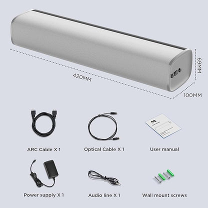 MZEIBO Sound Bar for TV,Soundbars Smart Portable Wireless Sound System with Multi-Connection Modes, Ideal for Family & Friends, Compact and Powerful Audio Device