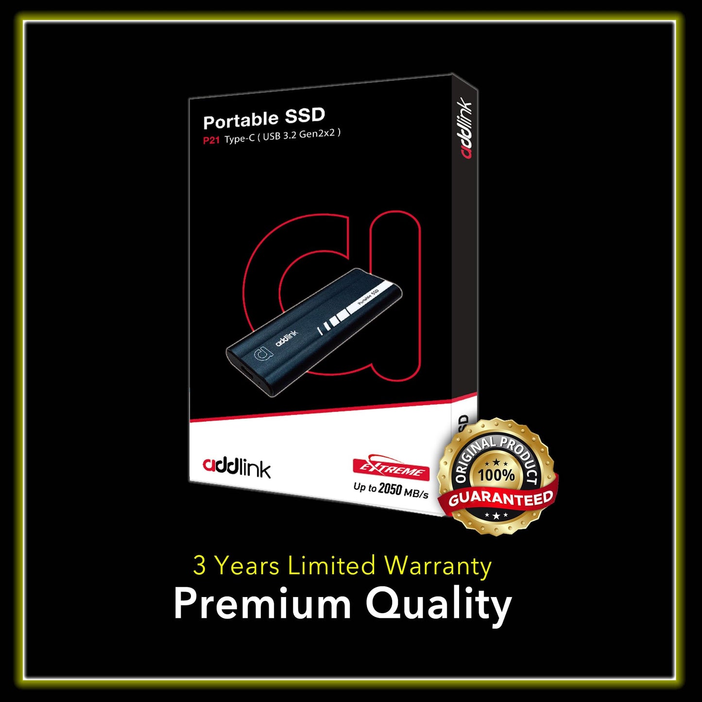 Addlink P21 2TB Portable External SSD, Up to 2,000MB/s Read, USB 3.2 Gen 2x2, Lightweight Storage for Photography, Video, Gaming and Fast backups, for PC Laptop Mac Windows Linux Android PS4 PS5