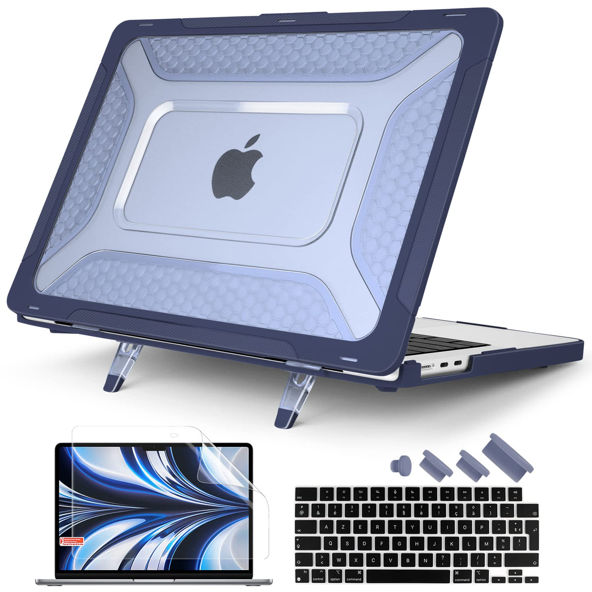 Batianda Heavy Duty Case for MacBook Air 13.6 inch with Stand,Lavender Grey