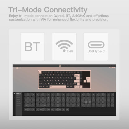 KEEBMONKEY WOBKEY Rainy 75 CNC Aluminum HMX/JWK/Cocoa Switches Triple-Mode Connectivity Mechanical Keyboard with Superior Acoustics, RGB/FR4/Silver SUS304/7000mAh/Cocoa Switch (Pro - Silver)