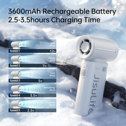 JISULIFE Portable Handheld Fan Life9, Turbo Airflow, Up to 12H Runtime